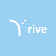 logo of Rive on a light blue background representing creativity and design with a focus on 5 key components