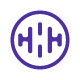 circular logo design featuring a stylized equalizer graphic representing sound waves or audio with purple elements ideal for music and media industries