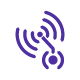 purple wireless signal icon with six waves representing connectivity and communication